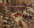 Schnee Effekt in Montfoucault 1882 Camille Pissarro Stiere